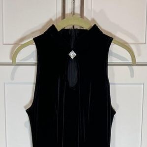 TOWER Velvet BodyCon Fringe Bottom Dress